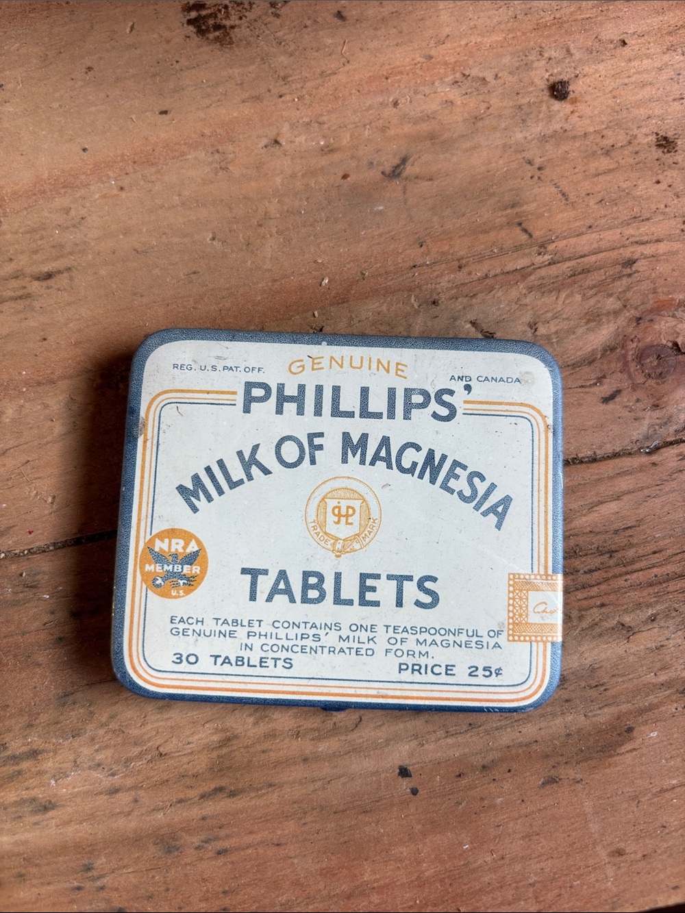 Philips Milk of Magnesia Tablets Tin - White, Blue & Gold